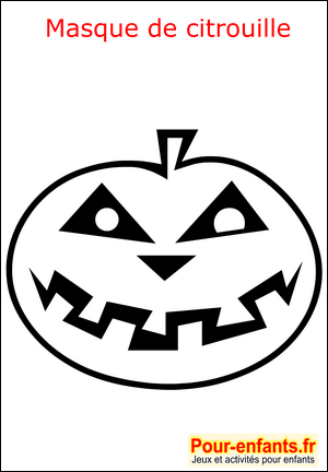 Halloween coloriage masque citrouille fabrication masque enfant de Halloween pour d&eacute;guisement enfants