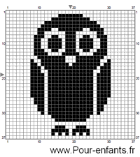 Grille de point de croix Halloween à imprimer dessin de chouette