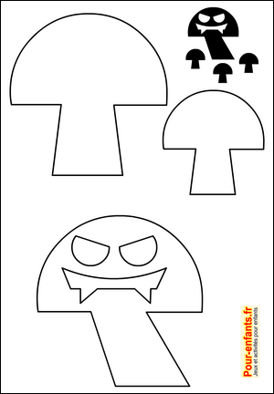 Silhouette champignon Halloween forme champignon Halloween pochoir champignon Halloween gabarit champignon Halloween patron champignon Halloween modèles champignons Halloween. Pour les bricolages et activités manuelles des enfants.