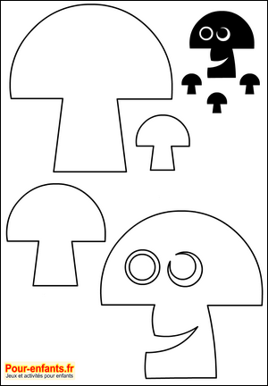 Silhouette champignon Halloween forme champignon Halloween pochoir champignon Halloween gabarit champignon Halloween patron champignon Halloween modèles champignons Halloween. Pour les bricolages et activités manuelles des enfants.