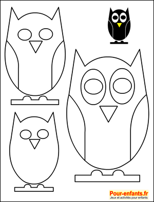 Silhouette hibou Halloween forme hibou Halloween pochoir hibou Halloween gabarit hibou Halloween patron hibou Halloween modèles hiboux Halloween. Pour les bricolages et activités manuelles des enfants.