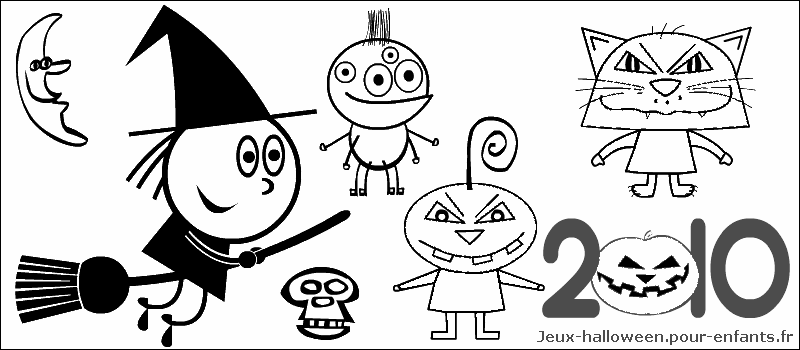 CALENDRIER coloriage calendrier  2010 à imprimer avec personnages d'Halloween