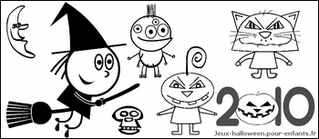 coloriage calendrier mensuel halloween 2010