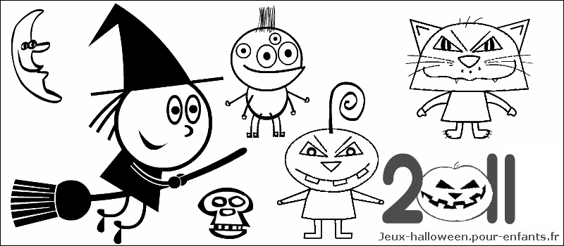 CALENDRIER coloriage calendrier  2011 à imprimer avec personnages d'Halloween