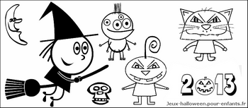 coloriage calendrier mensuel halloween 2013