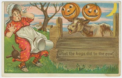 carte postale ancienne Halloween