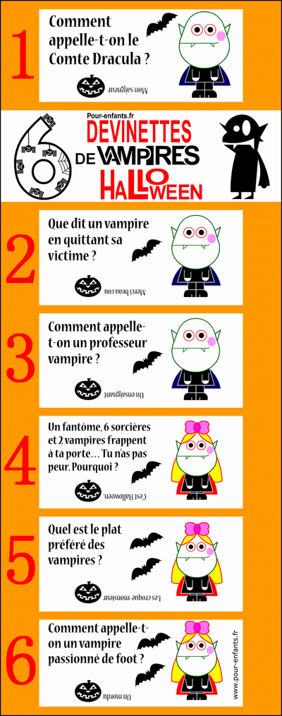 6 devinettes de vampires à imprimer pour Halloween