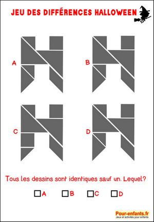 Jeux à imprimer Halloween tangram lettre h jeu d'Halloween des diffrences gratuit imprimable gratuitement