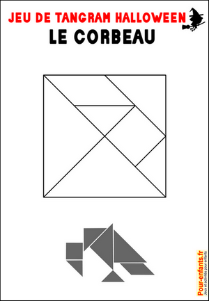 Jeu de tangram à imprimer corbeau Halloween jeux d'Halloween à imprimer gratuit tangram imprimable gratuitement