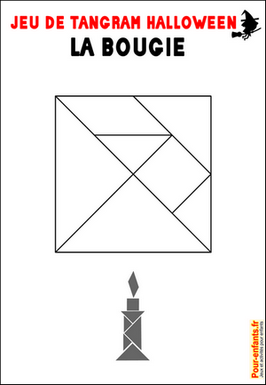 Jeu de tangram à imprimer bougie Halloween jeux d'Halloween à imprimer gratuit tangram imprimable gratuitement