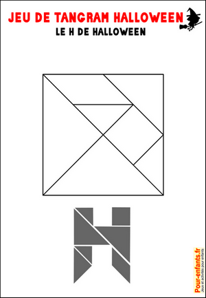 Jeu de tangram à imprimer lettre H Halloween jeux d'Halloween à imprimer gratuit tangram imprimable gratuitement