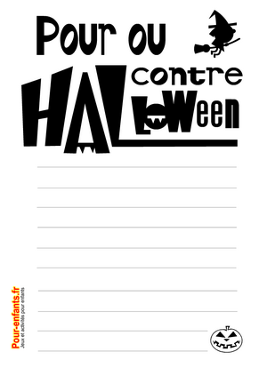 Papiers à lettres à imprimer Pour ou contre Halloween Imprimable en noir et blanc