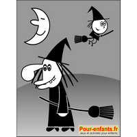 Jeux de puzzle Halloween dessin de sorciere